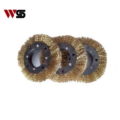 crimped wire circular brass steel wheel wire brush used for cleaning pipe